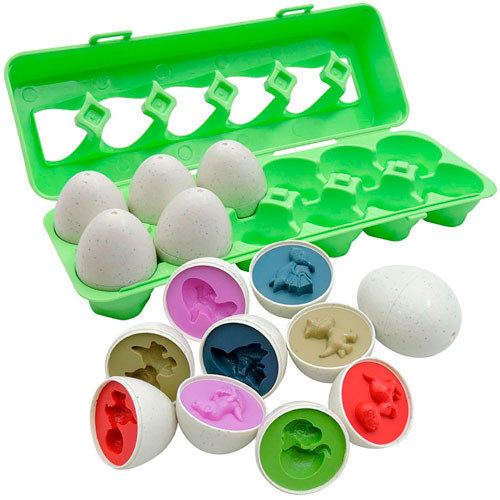 Игрушка сортер развивающая для детей яйца пазлы, 12 штук в лотке, Динозавры ZXC - фото 1 - id-p2199041601