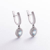 Серебряные серьги с голубыми топазами 
и фианитами GS-02-086-3010 INTERSHOP