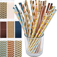 Набор цветных с блеском бумажных трубочек 0,06см*19,5см 601 25 шт Трубочки для сервировки праздничного стола
