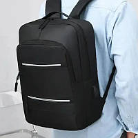 Чоловічий рюкзак міський щільний молодіжний місткий повсякденний для Ноутбука чорний USB Geerdun