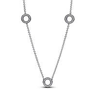 Серебряное колье Pandora Пандора "Сияющие круги с паве" 393162C01