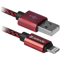 Дата кабель USB 2.0 AM to Lightning 1.0m ACH01-03T PRO Red Defender 87807 ZXC