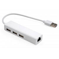 Концентратор Vinga 3xUSB2.0 + RJ45 100Mbps VCP2H3USB2LANWH ZXC