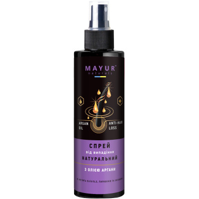 Спрей для волос Mayur Натуральный от выпадения с маслом арганы 200 мл 4820230952735 ZXC - фото 1 - id-p2199168025