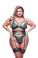 Комплект белья 3PC STRAPPY BRA, GARTER & PANTY SET GREEN, QUEEN KTT