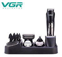 Машинка для стрижки волос аккумуляторная VGR V-012|Профессиональный триммер для мужчин 6в1 с насадками