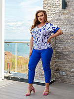 Літній жіночий брючний костюм блуза і брюки розміри Тканина софт Розміри 50-52, 54-56, 58-60