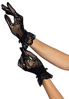 Перчатки Leg Avenue Floral lace wristlength gloves Black Китти