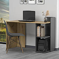 Письменный стол с 2 полками для комнаты, Стол компьютерный офисный с полочками из ламинированного ДСП Артизан - Антрацит