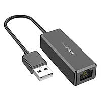 Кабель-перехiдник BOROFONE DH7 Ricco USB ethernet adapter(100 Mbps) Black