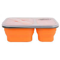 Набор туристической посуды Tramp 2 отсека силиконовый 900ml с ловилкой orange TRC-090-orange ZXC