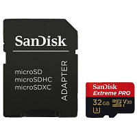 Картка пам'яті SanDisk 32GB microSD class 10 V30 A1 UHS-I U3 4K Extreme Pro SDSQXCG-032G-GN6MA ZXC
