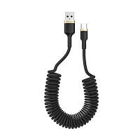 Дата кабель USB 2.0 AM to Type-C 1.0m spiral black ColorWay CW-CBUC051-BK ZXC