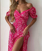 Легкое летнее женское платье с привлекательным декольте Ткань софт Размеры: 42-44, 46-48, 50-52