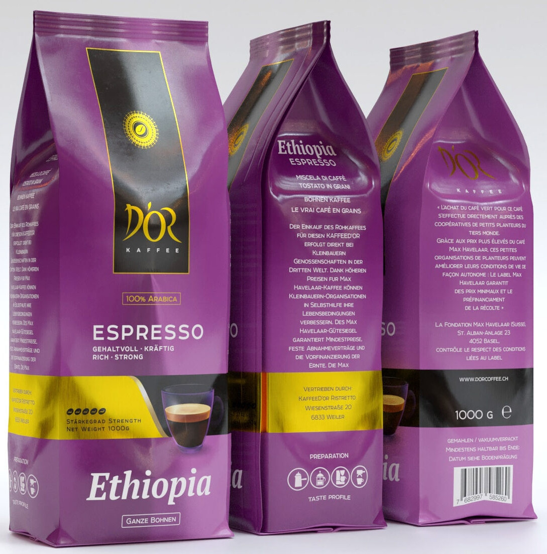 ОРИГІНАЛ! Кава в зернах D'or Kaffee Espresso Ethiopia 1кг (D'Or Ethiopia) 100% Arabica