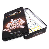 Настольная игра Домино, 28 костей, 6 цветов, металлический бокс ZXC