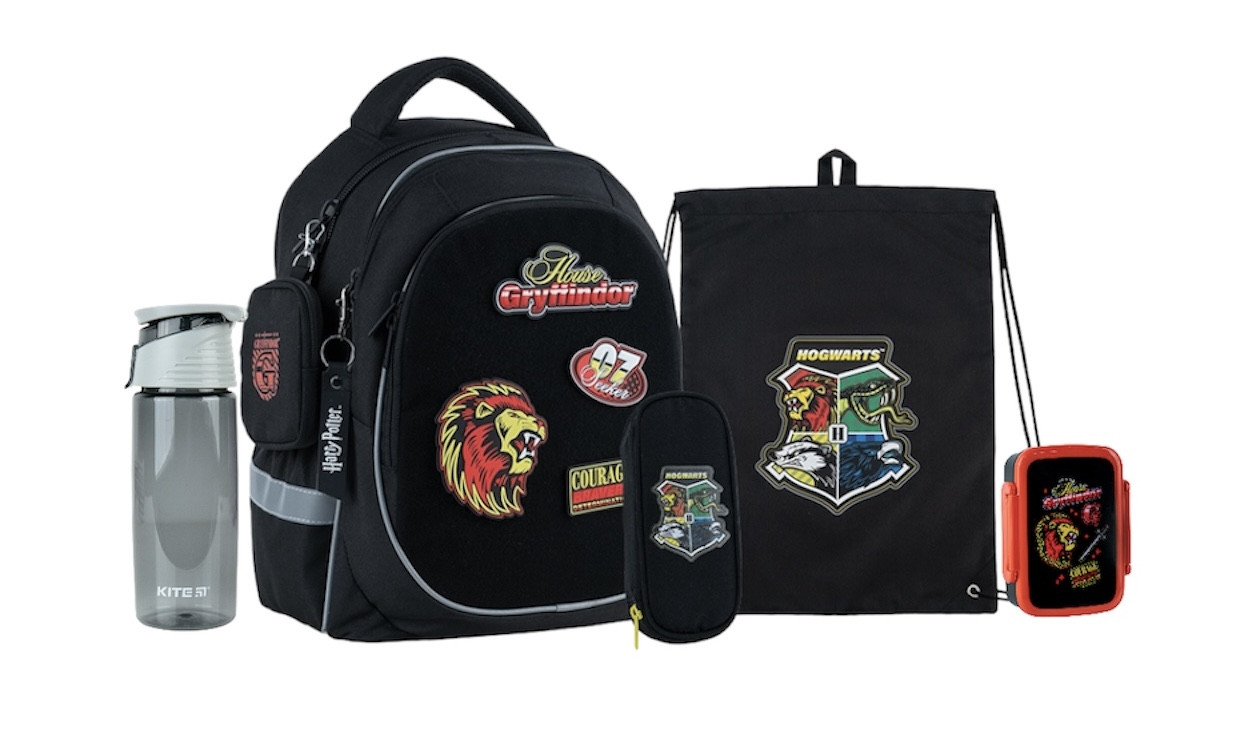 Шкільний набір Kite Education Harry Potter (рюкзак+пенал+сумка+ланчбокс+пляшка) 38x28x16 см ,18 л