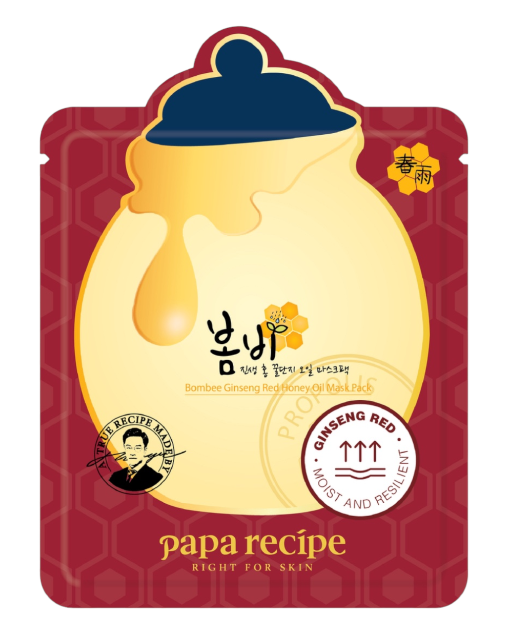 Тонізуюча тканинна маска Papa Recipe Bombee Ginseng Red Honey Oil Mask 20 g з екстрактами червоного женьшеню та меду