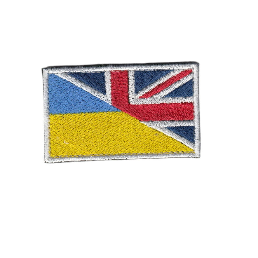 Шеврон ЗСУ, військовий / армійський, україно- британський прапор, на липучці, 5 см * 3,5 см