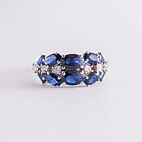 Серебряное кольцо с синтетическими сапфирами и фианитами 1370/1р-NSPH INTERSHOP