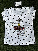 Белая футболка с пайетками для девочки Wanex Оригинал Премиум-качество Турция размеры 92,98,104,110,116,122