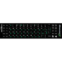 Наклейка на клавиатуру Grand-X 68 keys Cyrillic green, Latin white GXDPGW ZXC