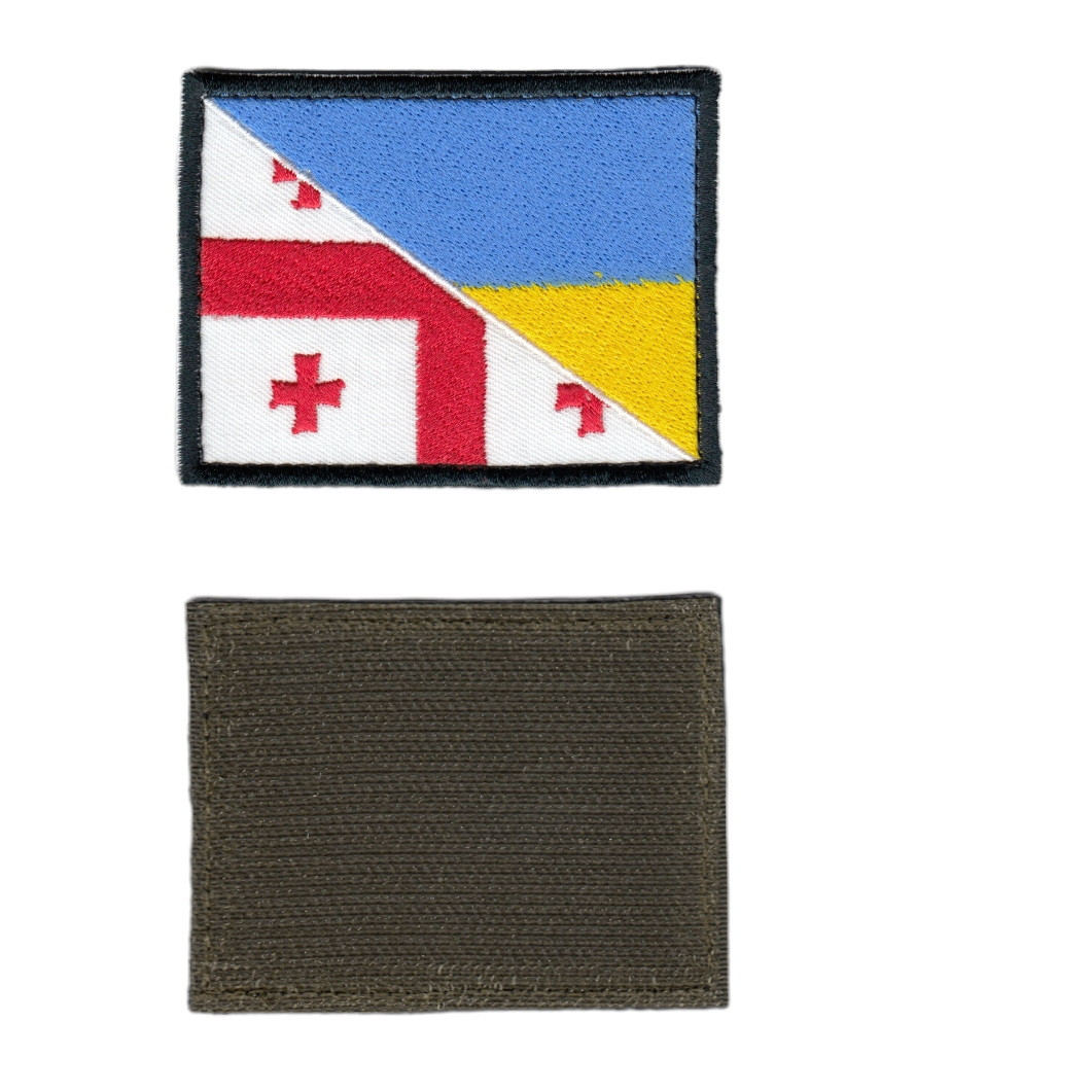 Шеврон ЗСУ, військовий / армійський, україно-грузинський прапор, на липучці, 5 см * 8 см, фото 1