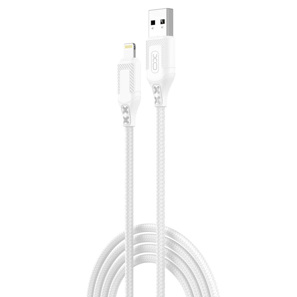 Кабель USB XO NB235 Zebra series Braided 2.4A Lightning Колір Бiлий