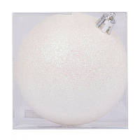 Елочная игрушка Novogod`ko шар, пластик, 8 cм, белый, глиттер 974037 ZXC