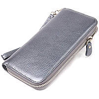 Чудовий гаманець з відливом для жінок із натуральної шкіри флотар CANPELLINI 21622 Сірий tn