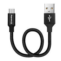 Дата кабель USB 2.0 AM to Micro 5P 0.25m black ColorWay CW-CBUM048-BK ZXC