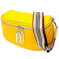 Яркая женская сумка через плечо из натуральной кожи 22116 Vintage Желтая tn