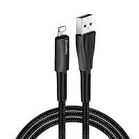 Дата кабель USB 2.0 AM to Lightning 1.0m zinc alloy + led black ColorWay CW-CBUL035-BK ZXC