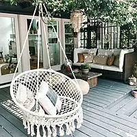 Подвесное кресло гамак для дома и сада с большой круглой подушкой (Garden Line IDAHO)
