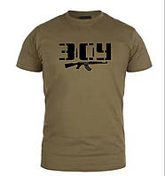 тактическая футболка хлопковая прямого кроя олива с принтом ЗСУ