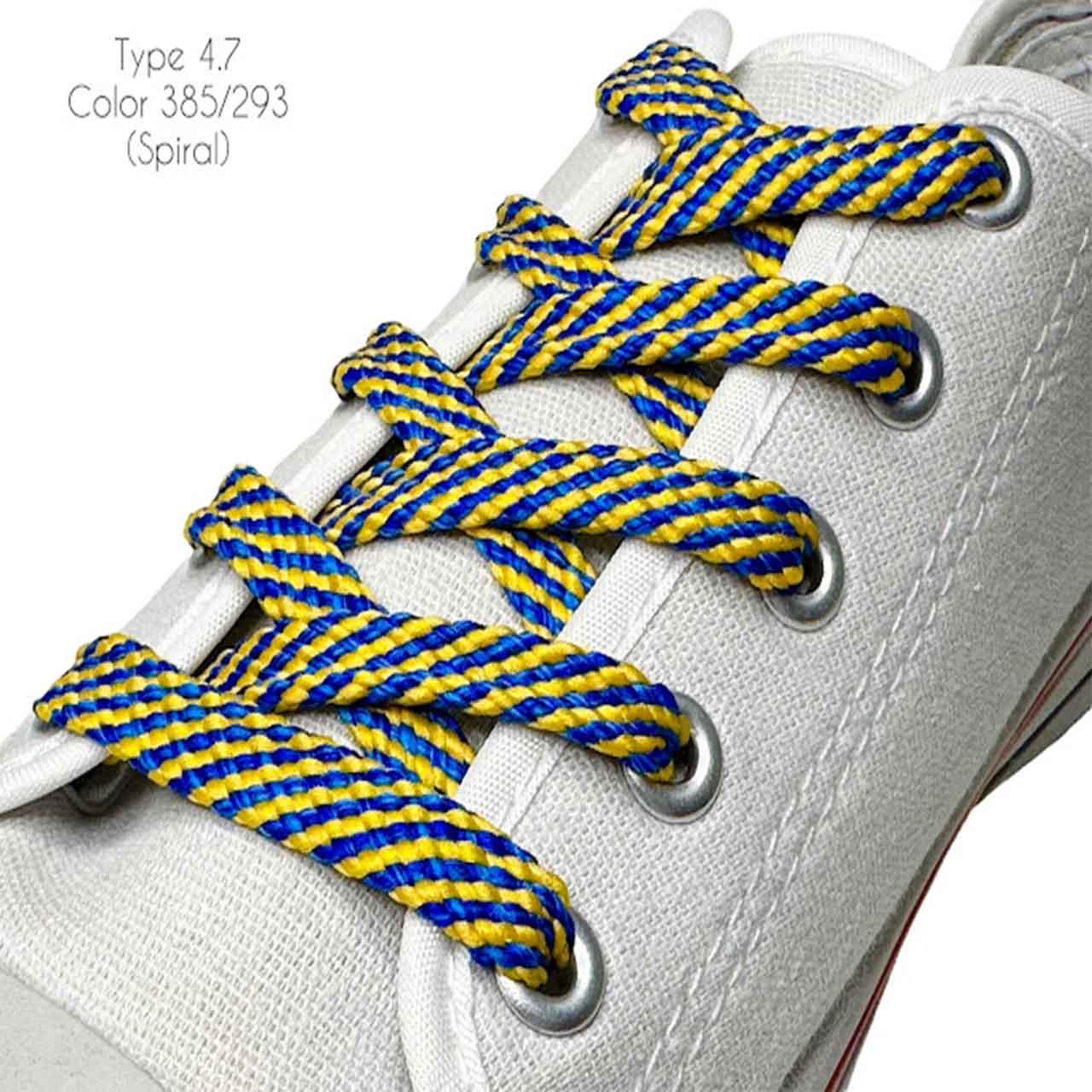 Шнурки для взуття, Тип 4.7 (100см) плоскі жовті+сині, ширина 8 мм