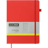 Книга записная Buromax Etalon 190x250 мм 96 листов в клетку обложка из искусственной кожи Красная