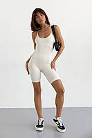 Жіночий спортивний комбінезон на бретелях - кремовий колір, L/XL (є розміри) tn