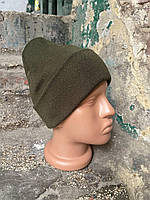 Шапка в'язана утеплена хакі / Зимова шапка для військових колір олива