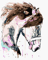Картина по номерам BrushMe Лошадь в акварельное пятнышко 40х50см GX4500 VK, код: 8264115