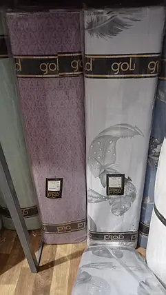 Постільні тканини компаньйони 220 см, набивна бавовняна Бязь Gold Lux 125 г з принтом сіре пір'я (A+B) — (50 м+50 м), фото 3