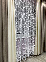 Тюль 3 м х 2.50 м Dalin із розкішною вишивкою молочний