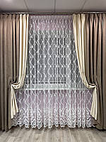 Тюль 5 м х 2.50 м Dalin із розкішною вишивкою молочний