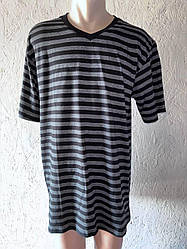 Футболка батал чорна в смужку (58-66)