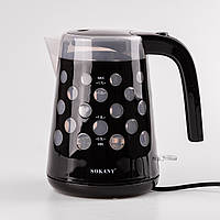 Электрический чайник 1.7 л Sokany электрочайник 1850 Вт бесшумный дисковый Черный