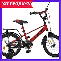 Детский велосипед 14 дюймов с дополнительными колесами Profi MB 14021 красный