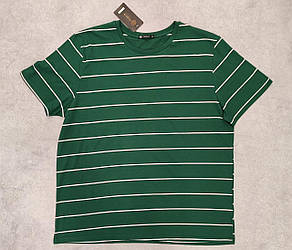 Футболка батал зелена в смужку (58-66)