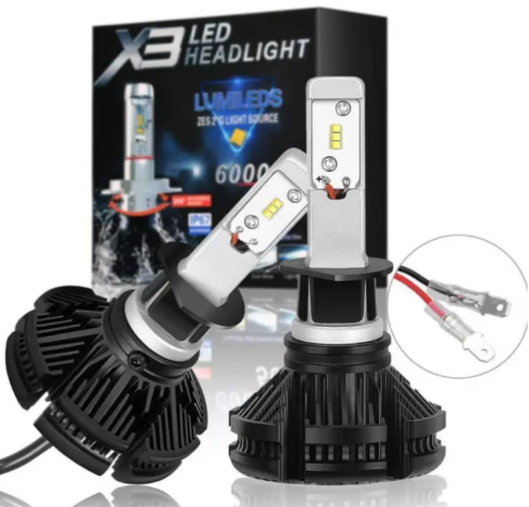 Комплект світлодіодних ламп для автомобільних фар X3 H3, Яскраві світлодіодні ЛЕД-лампи для авто QAZ