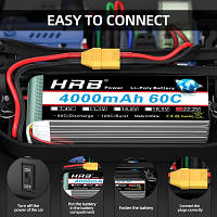 Аккумулятор для дрона HRB_ Lipo 6s 22.2V 4000mAh 60C Battery XT60 Plug HR-4000MAH-6S-60C-XT60 ZXC