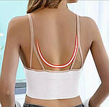 Жіночий топ на блискавці з бретельками, білий  укорочений топ зі знімними чашками, літній трикотажний топ S, фото 4